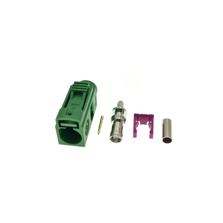 Разъём FAKRA E-female (Fakra-E211L) для кабеля RG-174, RG-178, RG-316, прямой, обжимной
