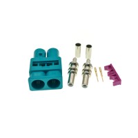 Разъём FAKRA Z Dual-male (Fakra-Z111L-2) для кабеля RG-174, RG-178, RG-316, прямой, обжимной