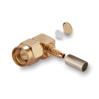 Разъем SMA-male (S-121L) для кабеля RG-174, RG-178, RG-316, угловой, обжимной