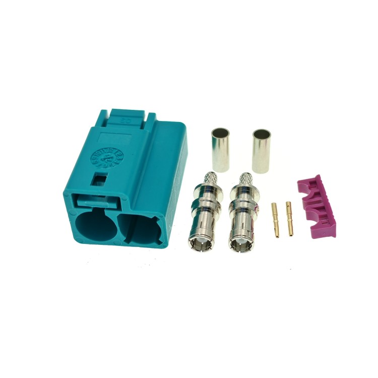 Разъём FAKRA Z Dual-female (Fakra-Z211L-2) для кабеля RG-174, RG-178, RG-316, прямой, обжимной Разъём FAKRA Z Dual-female (Fakra-Z211L-2) для кабеля RG-174, RG-178, RG-316, прямой, обжимной
