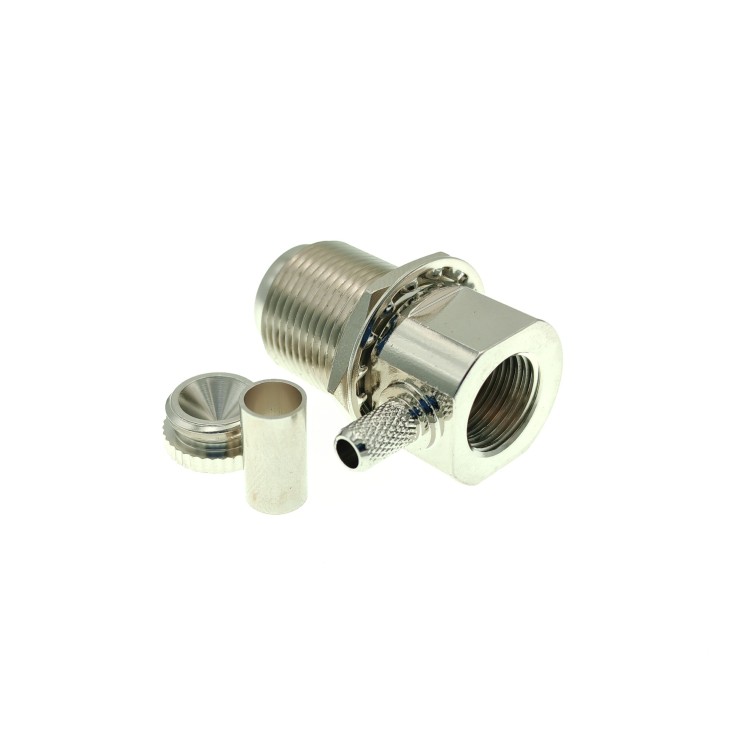 Разъём UHF-female (U-221F SO239) для кабеля RG-58, угловой, обжимной