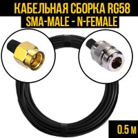 Кабельная сборка РЧ на кабеле RG-58 (50 Ом) (SMA-male - N-female)