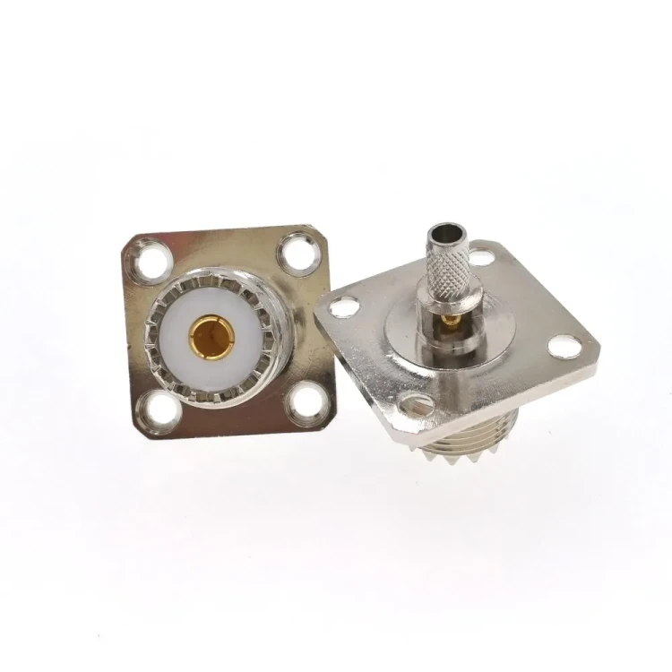 Разъём UHF-female (U2-245 SO239) на корпус для кабеля RG-58, обжимной