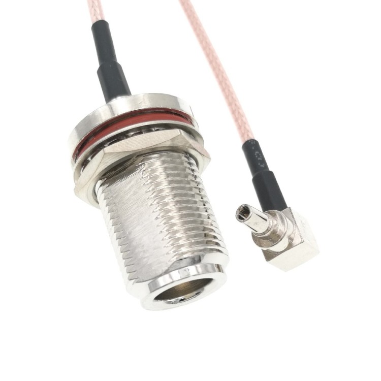 Пигтейл CRC9-male - N-female, угловой/прямой, на корпус, тип 2 (RG316)