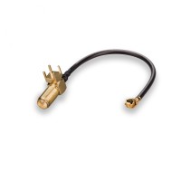 Пигтейл U.FL (IPEX1/MHF1) - RP-SMA-female, угловой/угловой, под пайку на плату (RF1.13)