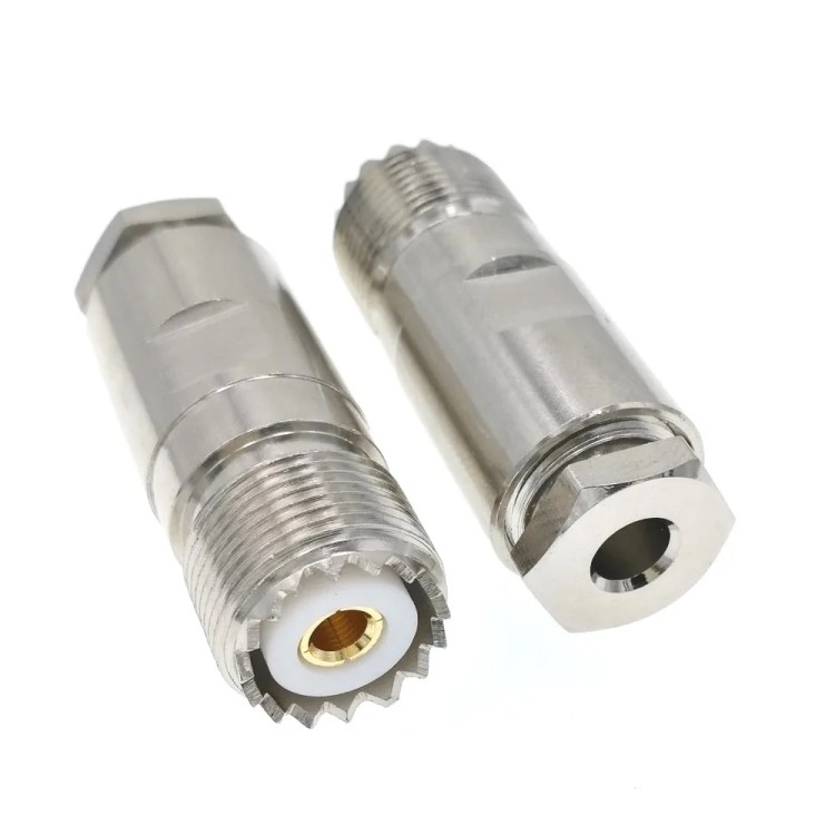 Разъём UHF-female (U-212F SO239) для кабеля RG-58, прямой, прижимной