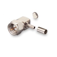 Разъем F-male для кабеля RG-174, RG-178, RG-316, угловой, обжимной