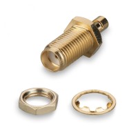 Разъем SMA-female для полужесткого кабеля RG405 (0.086"), прямой, на корпус, с гайкой, под пайку