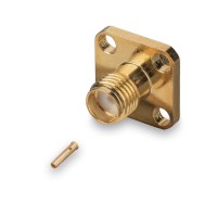 Разъем SMA-female для полужесткого кабеля RG402 (0.141"), прямой, фланец на 4 винта, под пайку