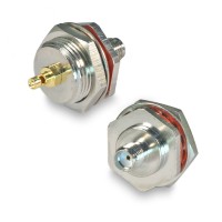 Разъем SMA-female для кабеля RG-174, RG-178, RG-316, прямой, на корпус, герметичный, с резиновым уплотнителем, с гайкой, резьба 5/8"-24, под пайку