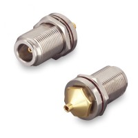 Разъем N-female для полужесткого кабеля RG405 (0.086"), прямой, на корпус, герметичный, с гайкой, сборный