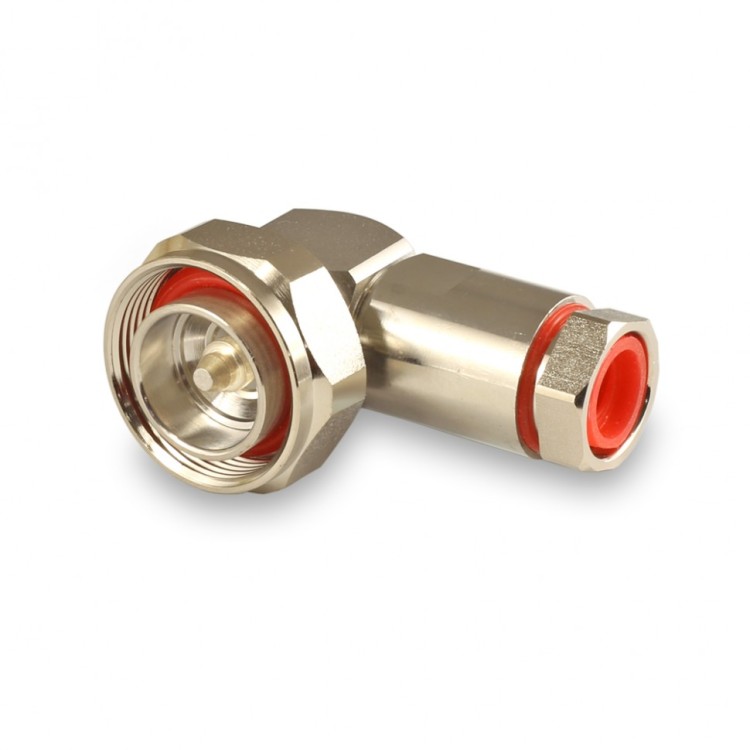 Разъем 7/16 DIN-male (25-M012U) для фидерного кабеля 1/2", угловой, прижимной