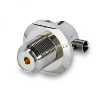 Разъем UHF-female (PL259) для полужесткого кабеля RG402 (0.141"), угловой, на корпус, с двумя гайками