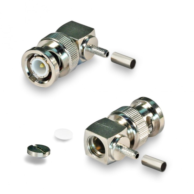 Разъем BNC-male (B-121L) для кабеля RG-174, RG-178, RG-316, угловой, обжимной