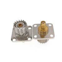 Переходник SMA-female - UHF-female, на корпус, фланец, 4 винта, прямой