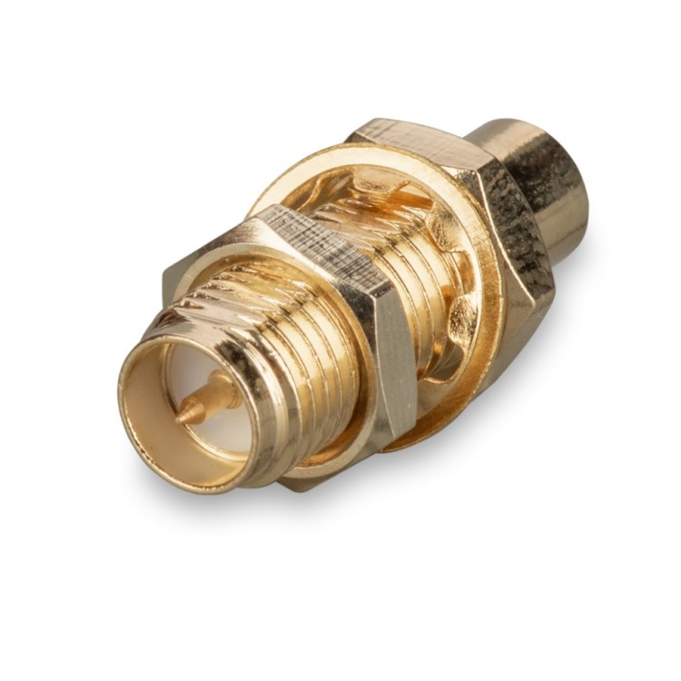 Разъем RP-SMA-female для полужесткого кабеля RG402 (0.141"), прямой, на корпус, с гайкой, под пайку
