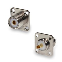 Разъем UHF-female (U-245 PL259) приборный фланец, 4 отверстия, 18х18 мм