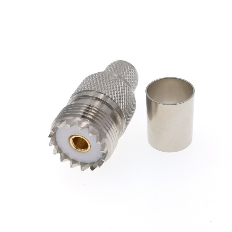 Разъём UHF-female (U-211/8D SO239) для кабеля 8D-FB, прямой, обжимной